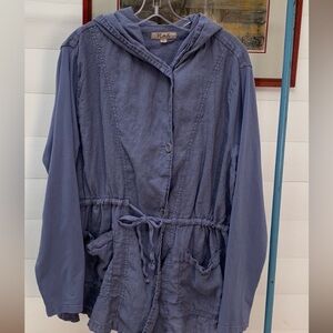 Flax Linen Boardwalk Jacket Coat Indigo L